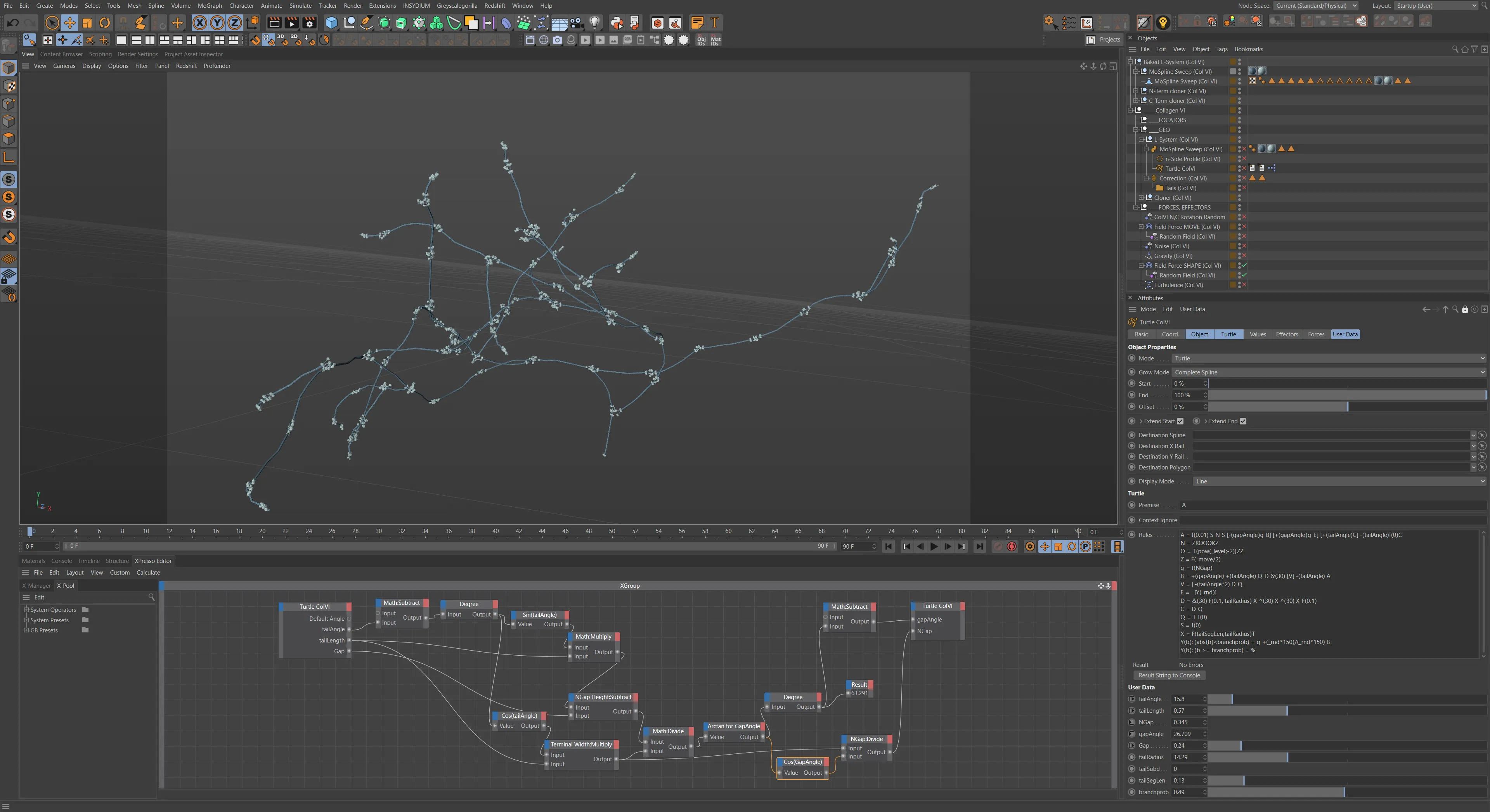 Collagen VI L-System in Cinema 4D