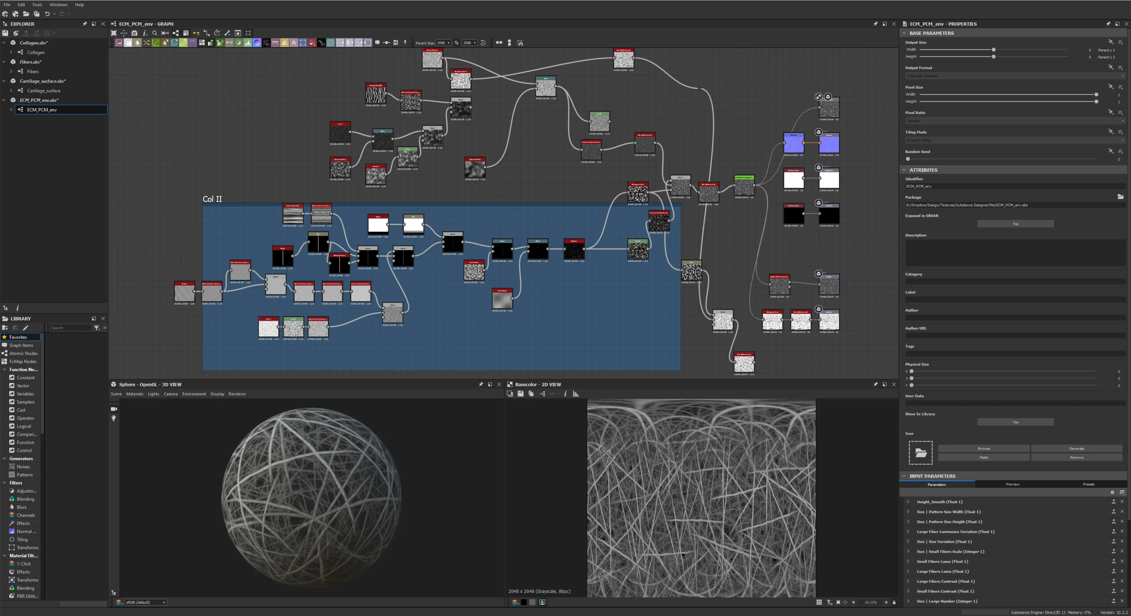 Collagen II lacuna environment — Substance Designer